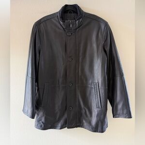 Joseph A. Banks Signature Collection Men’s Black Leather Bomber Jacket
